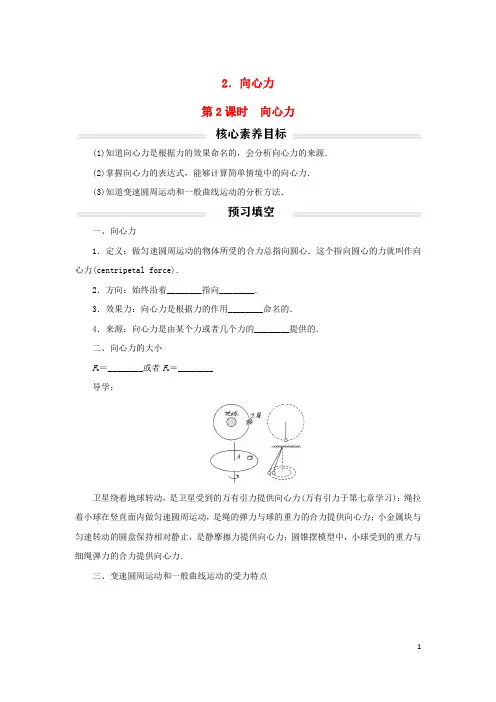 2023年新教材高中物理向心力讲义新人教版必修第二册