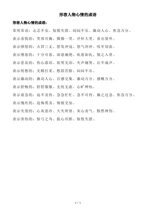 形容人物心情的成语