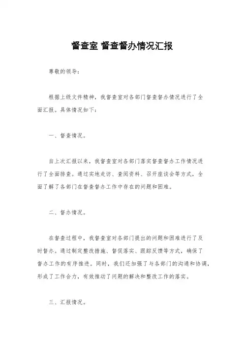 督查室 督查督办情况汇报
