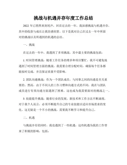 挑战与机遇并存年度工作总结