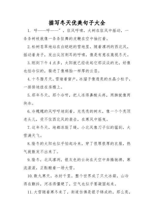 描写冬天优美句子大全