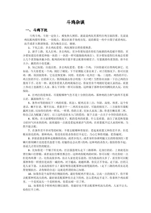 斗鸡杂谈