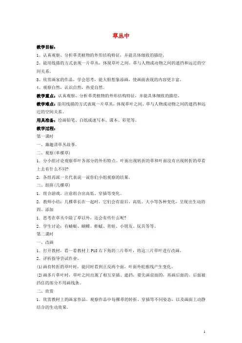 四年级美术下册 草丛中教案2 湘美版(1)