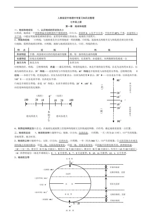 人教版初中地理中考复习知识点整理