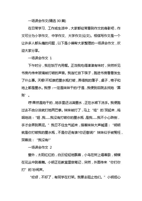 一场误会作文(精选30篇)