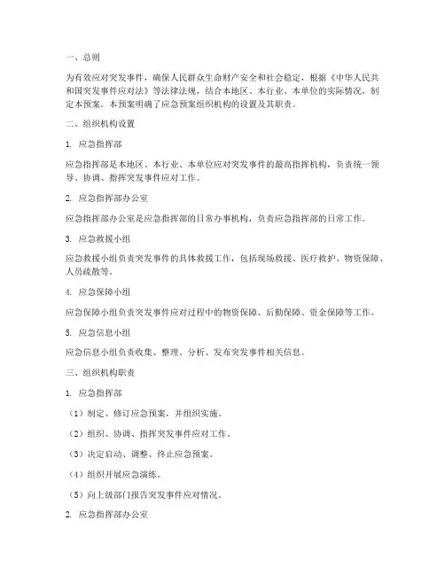 应急预案组织机构职责