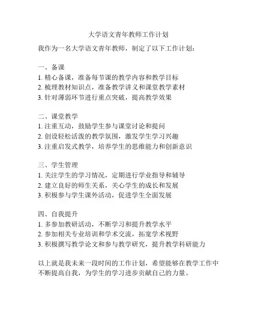 大学语文青年教师工作计划