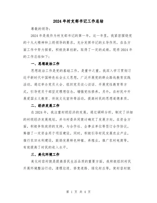2024年村支部书记工作总结(2篇)