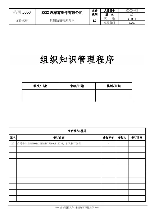 SP-QP-034 组织知识管理程序