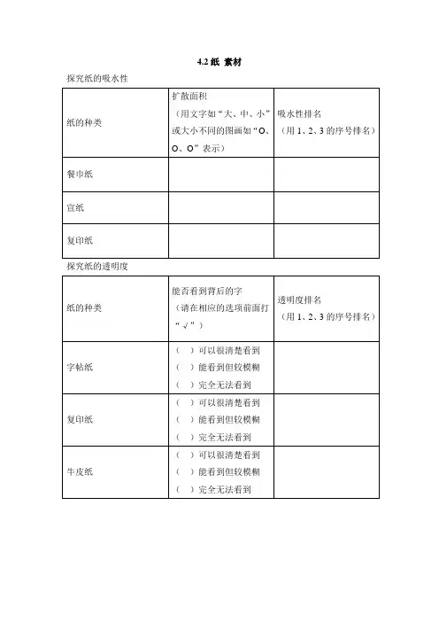 最新 苏教版小学科学三年级上册：4.2纸素材