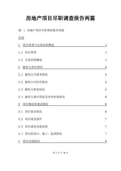 房地产项目尽职调查报告两篇