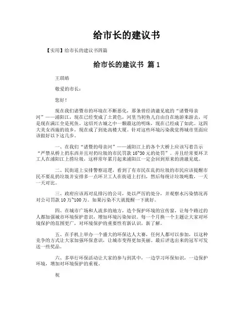 给市长的建议书
