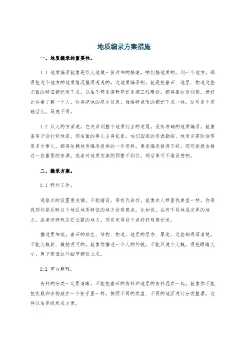 地质编录方案措施