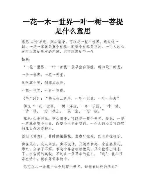 一花一木一世界一叶一树一菩提是什么意思