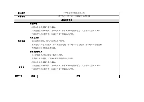 3.7河流对土地的作用教案小学科学教科版五年级上册(2021年)