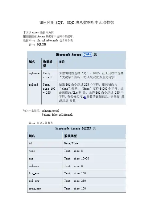 如何使用iFix的数据库块SQT和SQD