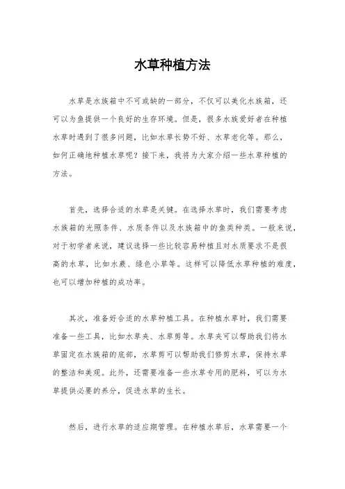 水草种植方法