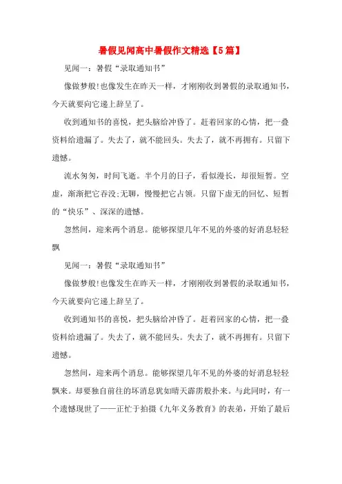 暑假见闻高中暑假作文精选【5篇】