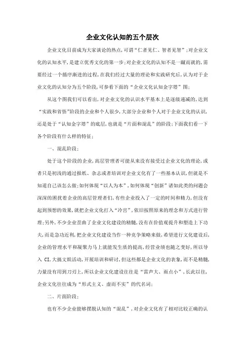 企业文化认知的五个层次