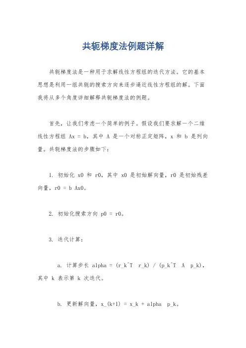 共轭梯度法例题详解