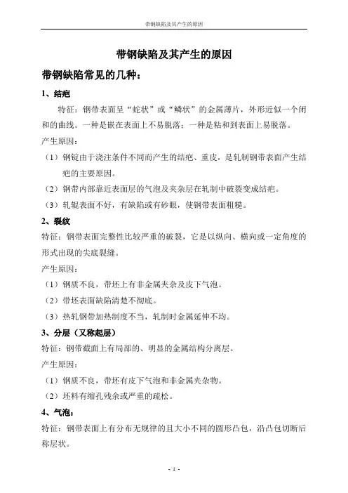 带钢产生的缺陷