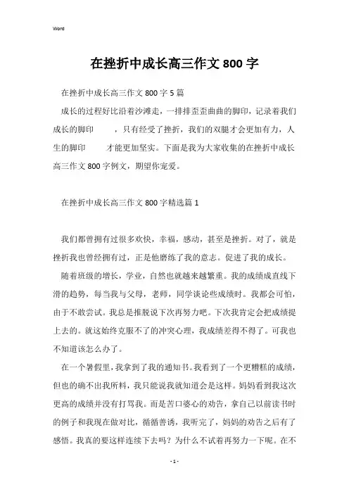 在挫折中成长高三作文800字