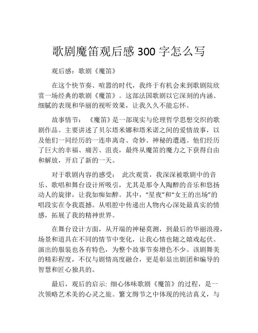 歌剧魔笛观后感300字怎么写