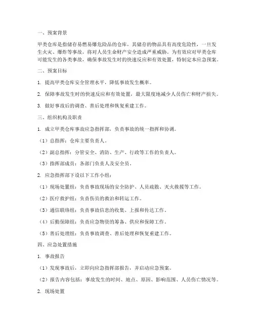 甲类仓库应急预案