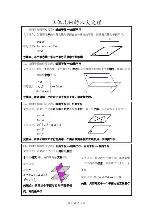 常考定理总结(八大定理)