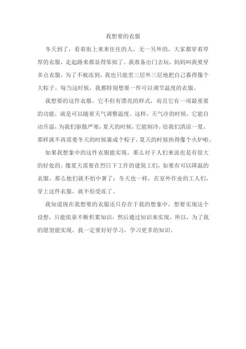 三年级服装想象作文