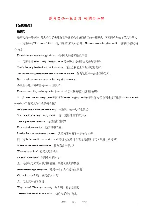 高考英语一轮复习 强调句讲解