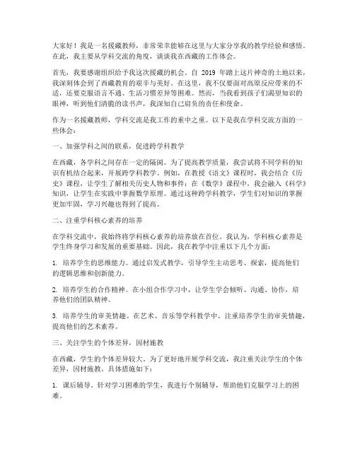 援藏教师学科交流发言稿