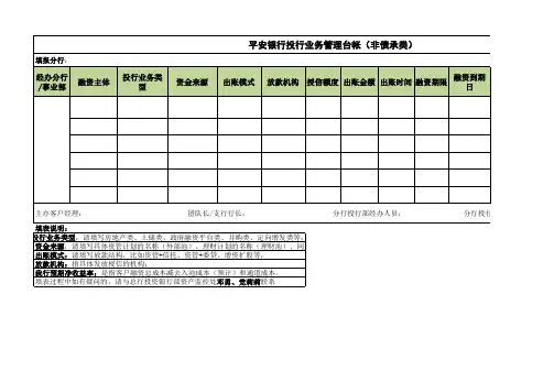银行投行业务管理台账((非债承类))