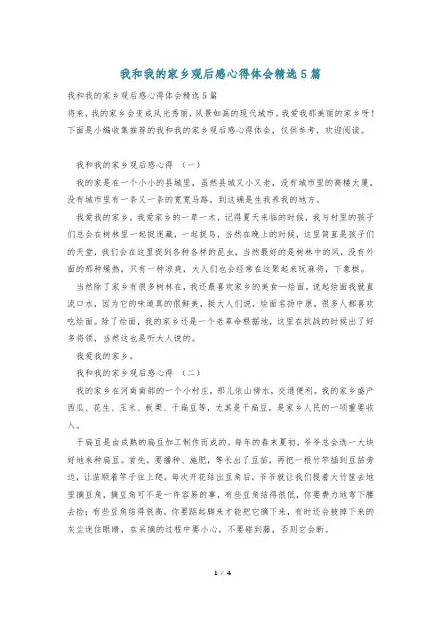 我和我的家乡观后感心得体会精选5篇