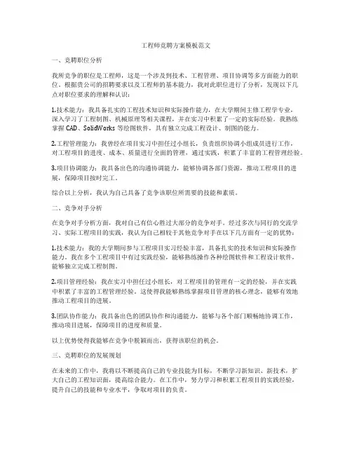 工程师竞聘方案模板范文