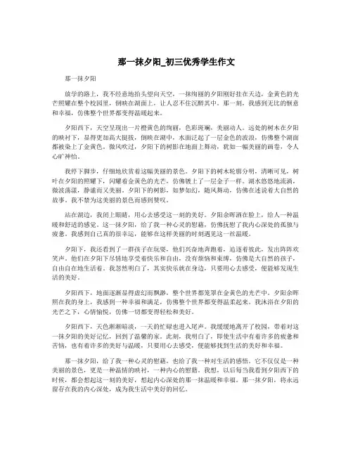 那一抹夕阳_初三优秀学生作文