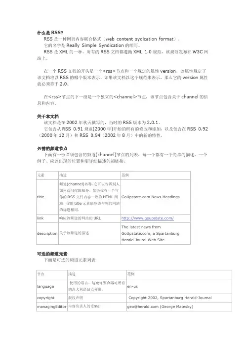 RSS2.0标准