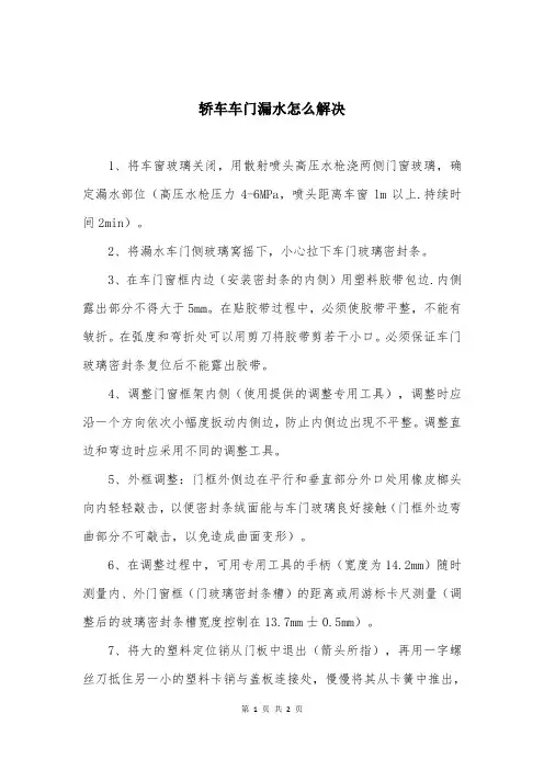 轿车车门漏水怎么解决
