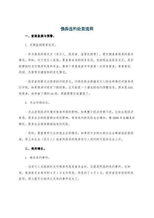 债券违约处置流程