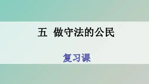 第五课 做守法的公民 复习课件  道德与法治八年级上册