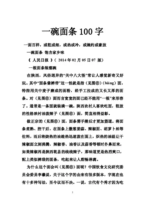 一碗面条100字