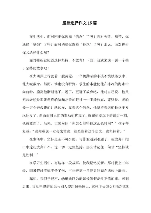 坚持选择作文15篇精选