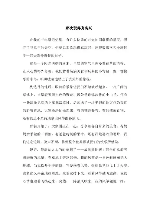 部编版三年级上册语文第八单元作文《那次玩的真高兴》