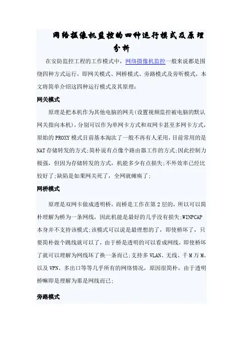 网络摄像机监控的四种运行模式及原理分析