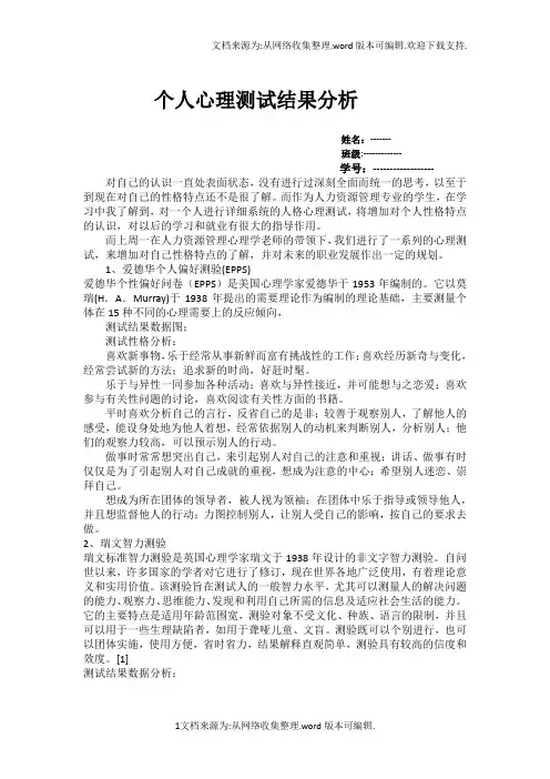 个人心理测试结果分析