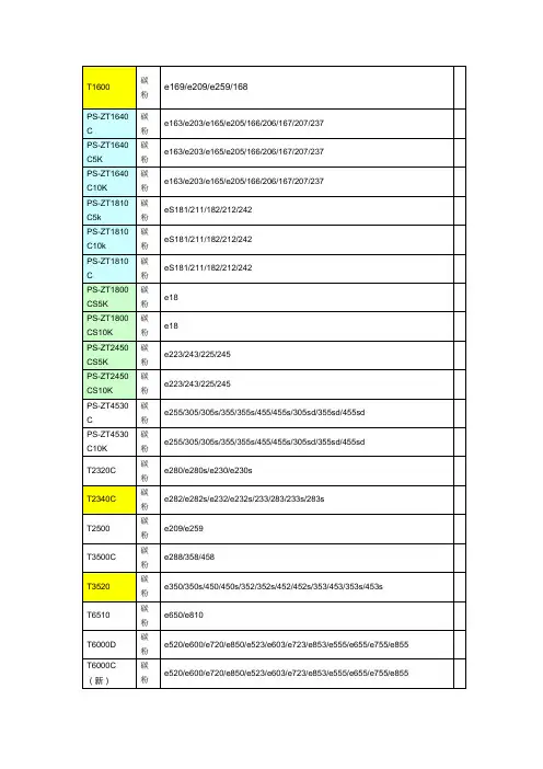 东芝复印机型号对照表