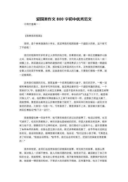 爱国类作文800字初中优秀范文