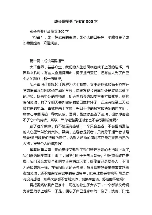 成长需要担当作文800字