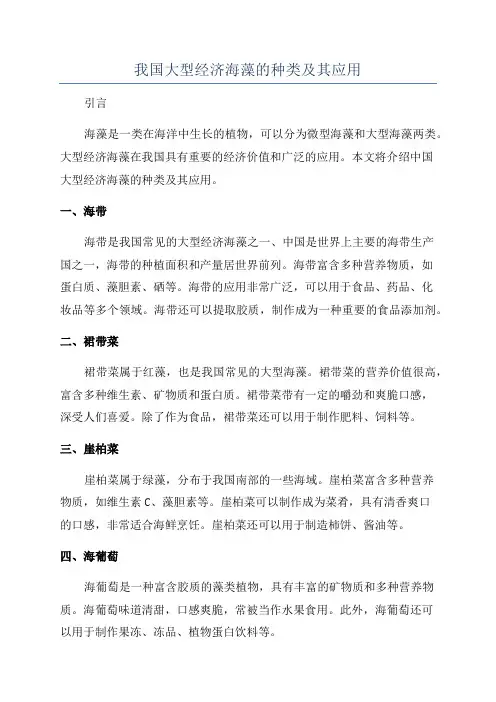 我国大型经济海藻的种类及其应用