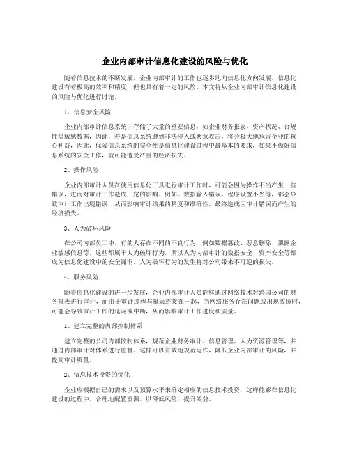 企业内部审计信息化建设的风险与优化